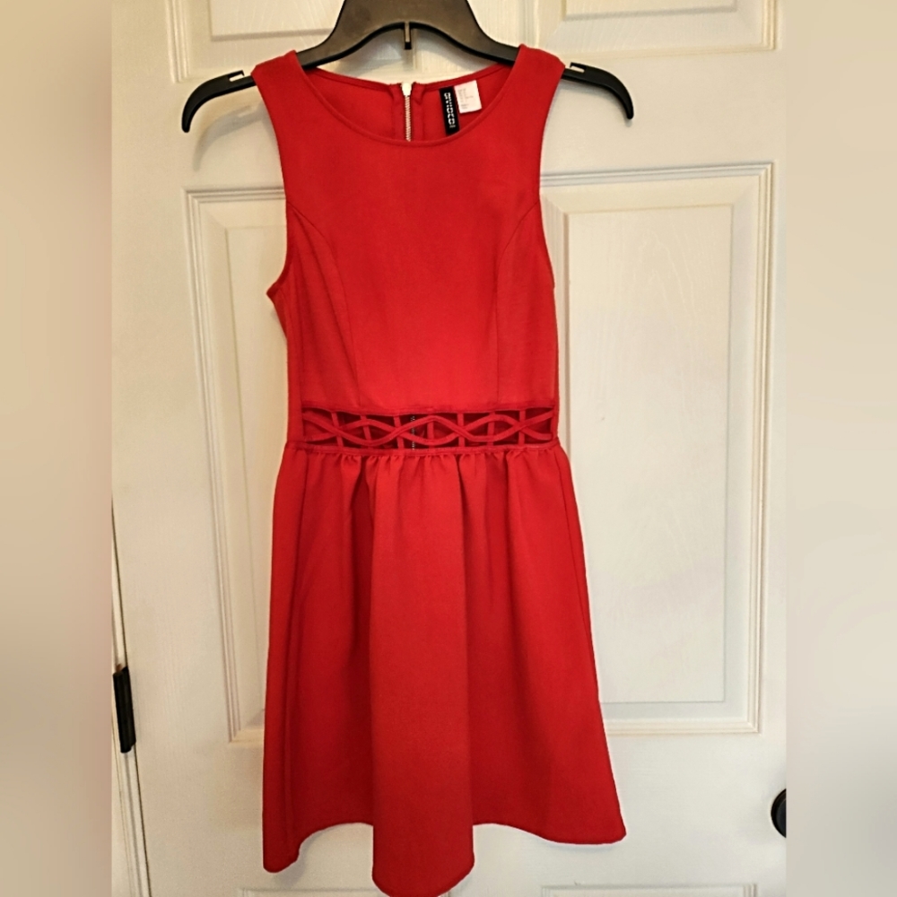 Divided Red Dress with Cutouts, Size 2